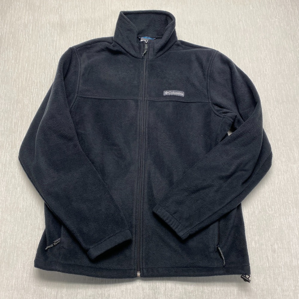 Columbia Full Zip Fleece Jacket Men Medium Black Mock Neck Outdoor Warm Cozy